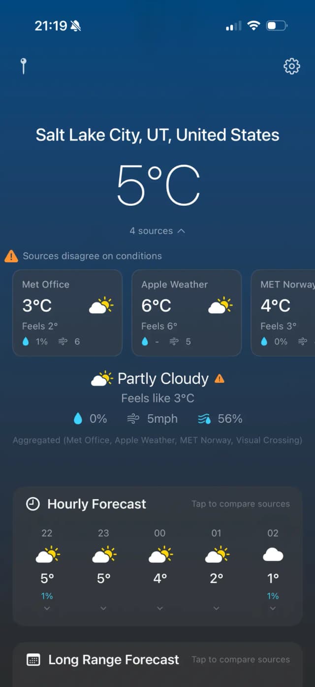 Weather source comparison